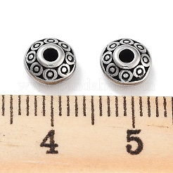 304ステンレススチールビーズ  双円錐形  アンティークシルバー  6.5x3.5mm  穴：1.8mm&nbsp;STAS-M057-35AS