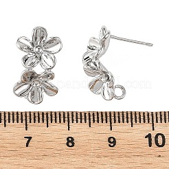 シェグレース 真鍮製スタッドピアス金具  花  カン付き  カドミウムフリーと鉛フリー＆ニッケルフリー  長持ちメッキ  プラチナ  1.5mmのラインストーンに適する  18x10.5mm  穴：2mm  ピン：11x0.7mm&nbsp;XGRQ64787-871P