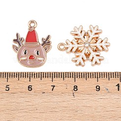 クリスマス合金エナメルペンダント  ライトゴールド  ミックスカラー  14~26.5x9~22x1~5.5mm  穴：1.5mm&nbsp;ENAM-I072-01KCG