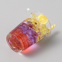 透明なアクリルパーツ  暗闇で光る  フルーツドリンク  きいろ  40x32.5x53~64mm  穴：2.5mm&nbsp;OACR-WH20007-01C-16