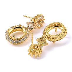 Rack Plating Brass with Cubic Zirconia Stud Earrings Finding&nbsp;KK-Z085-06G