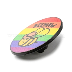 フラットラウンドい合金のブローチピン  レインボープライドフラッグのブローチ  ミツバチ  30x2mm&nbsp;JEWB-R019-03A