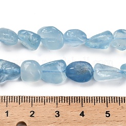 天然石アクアマリンビーズ連売り  ナゲット  タンブルストーン  7.5~14.5x7.5~12x5.5~8.5mm  穴：0.8mm  約37~39個/連  15.75''（40センチメートル）&nbsp;G-P568-C13-01