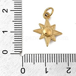 304ステンレス鋼、ABSプラスチック模造真珠ペンダント  星のチャーム  イオンプレーティング（ip）  丸カン付き  ゴールドカラー  16.5x13.5x4mm  穴：3.2mm&nbsp;STAS-Z179-20G