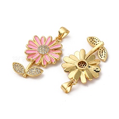 Brass Micro Pave Cubic Zirconia Pendants&nbsp;KK-D390-19G-01B