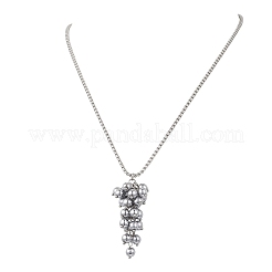 Electroplate Synthetic Non-magnetic Hematite Round Cluster Pendant 304 Stainless Steel Box Chain Necklaces&nbsp;NJEW-JN05888