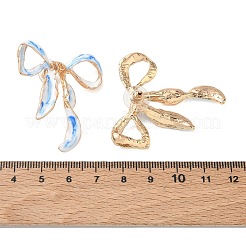 青と白の合金エナメルリボンスタッドピアス（女性用）  ゴールドカラー  42x39mm&nbsp;AL-CBAAE88-01G