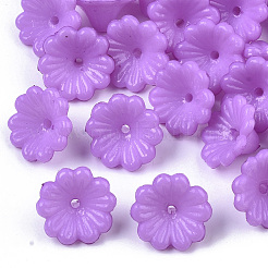 プラスチックビーズキャップのように不透明  5花びら  花  ミディアム蘭  13x7.5mm  穴：1.2mm  約1800個/500g&nbsp;MACR-T039-019C
