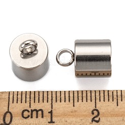 変色しにくい304ステンレススチールコードエンド  ステンレス鋼色  13x9mm  穴：3.5mm  8mm内径&nbsp;X-STAS-E020-8