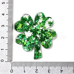 オペークアクリルパーツ  クローバー  シーグリーン  40x35.5x2.5mm  穴：1.6mm&nbsp;OACR-H047-06B