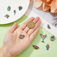 合金ペンダント4セット  カドミウムフリー＆ニッケルフリー＆鉛フリー  食べ物  虹色  14.5x13x3mm  穴：2mm  1 PC  10個/セット&nbsp;PALLOY-DC0001-18