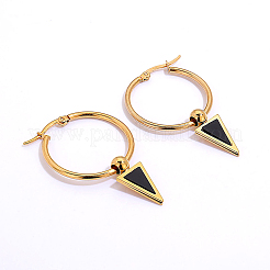 Minimalist Fashion Black Triangle 201 Stainless Steel Hoop Earrings&nbsp;DC0165