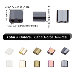 500Pcs 5 Style 2-Hole Opaque/Electroplate Glass Seed Beads&nbsp;SEED-SC0001-11