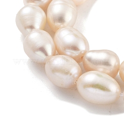 天然養殖淡水パールビーズ連売り  グレード3 A  オーバル  桃パフ  6.5~7mm  穴：0.7mm  約22個/連  7.68''（19.5センチメートル）&nbsp;PEAR-P062-18