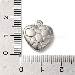 変色しない304ステンレススチールペンダント  楕円形のハートチャーム付き  ステンレス鋼色  16.5x15x4.5mm  穴：1.8mm&nbsp;STAS-R223-02C