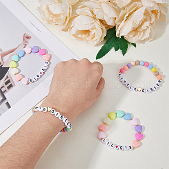 4Pcs 4 Styles Word Big Little Sis Acrylic Heart Beaded Stretch Bracelets Set&nbsp;BJEW-FI0001-54