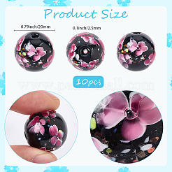 10Pcs Handmade Inner Flower Lampwork Beads&nbsp;LAMP-PA0001-02B