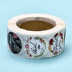 1インチありがとうテーマ粘着紙ステッカー  ギフトタグ  パーティーのために  装飾的なプレゼント  ラウンド  カラフル  25mm  500PCS /ロール&nbsp;DIY-K027-B04