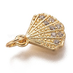 Brass Micro Pave Clear Cubic Zirconia Charms&nbsp;ZIRC-C020-49G