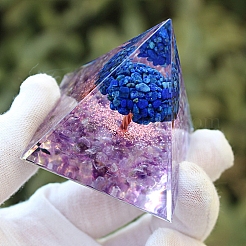 Natural Lapis Lazuli & Amethyst Orgonite Pyramid Resin Energy Generators&nbsp;PW-WGBC1F9-01
