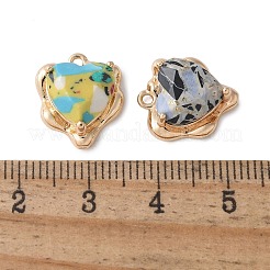 真鍮製ガラスチャーム  ハートチャーム  多面カット  ライトゴールド  14.5x13x6mm  穴：1.4mm&nbsp;KK-D355-01G