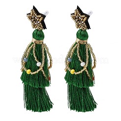 304 Stainless Steel Star Tassel Stud Earrings&nbsp;EJEW-D344-01