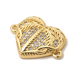 Brass Micro Pave Clear Cubic Zirconia Coconut Tree Heart Connector Charms&nbsp;KK-A296-26G