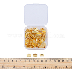 アイアン製カシメリボン止めエンドパーツ  無鉛の  ゴールドカラー  7x10mm  穴：2mm  100個/箱&nbsp;IFIN-YW0001-13G-LF