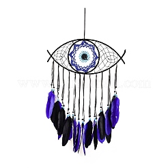 Iron Woven Web/Net with Feather Pendant Decorations&nbsp;LS-AJEW-B016-07A
