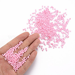 8/0不透明ガラスシードビーズ  丸い穴  つや消し色  ラウンド  ピンク  3~4x2~3mm  穴：0.8mm  約15000個/ポンド&nbsp;SEED-S048-N-003