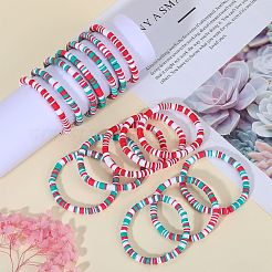 Handmade Polymer Clay Heishi Surfer Stretch Bracelets Set&nbsp;BJEW-SW00099-01