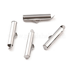 変色しない304ステンレススチール製スライドエンドクラスプチューブ  スライダエンドキャップ  ステンレス鋼色  20x6x4mm  穴：3.5mm  内径：3mm&nbsp;STAS-C044-08B-P