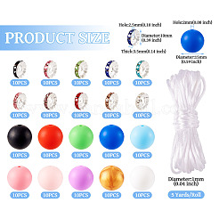 DIYシリコンラウンドビーズブレスレット作成キット  ミックスカラー  15mm  穴：2~3mm&nbsp;DIY-TA0009-97