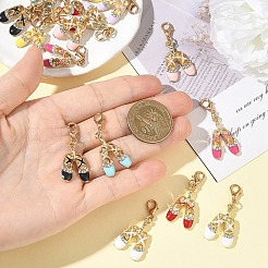 16Pcs 8 Styles Alloy Enamel Pendant Decorations&nbsp;HJEW-YW00540