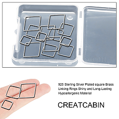 30 個 3 スタイル真鍮リンクリング  長持ちメッキ  正方形  925銀メッキ  6~15x6~15x1mm  10個/スタイル&nbsp;KK-CN0001-55