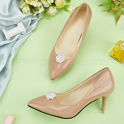 2Pcs Flower Resin Pearl Shoe Decorations&nbsp;FIND-FG0005-39B
