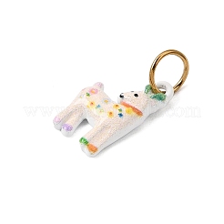 プリントされた304ステンレススチール製チャーム  鹿のチャーム  ゴールドカラー  カラフル  14.5x8x3mm  穴：4.5mm&nbsp;SA-CBA59B8-05C-G