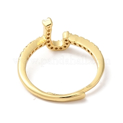 Rack Plating Brass Cubic Zirconia Arabic Letters Adjustable Rings for Women&nbsp;RJEW-S407-10G-02
