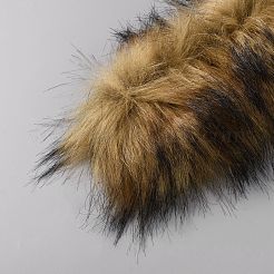 人工ウールのファーの首輪  針と糸で  ボタン  ゴールデンロッド  880x220x40mm&nbsp;AJEW-WH0596-731D