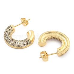 Brass Pave Clear Cubic Zirconia Stud Earrings&nbsp;EJEW-U005-01G