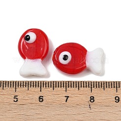 手作りランプワークビーズ  魚  レッド  19~19.5x12x8.5mm  穴：1.2~1.8mm&nbsp;LAMP-TAC0007-01F