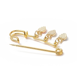 Rack Plating Brass Enamel Heart with Evil Eye Charms Safety Pin Brooch&nbsp;JEWB-BR00090