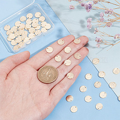 真鍮製チャーム60個  長持ちメッキ  起毛  フラットラウンド  18KGP本金メッキ  9x0.4mm  穴：1mm&nbsp;KK-AR0003-47