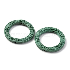 シナバービーズ  彫刻が施された漆器  リング  ミディアムシーグリーン  37.5x5.5mm  穴：1.6mm&nbsp;CARL-K001-18