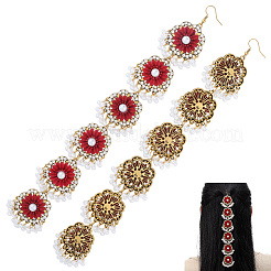 Retro Flower Alloy & Glass & ABS Plastic Hair Accessories&nbsp;EJEW-WH20018-02A