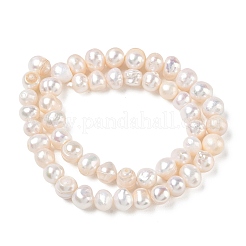 天然養殖淡水パールビーズ連売り  グレードAB  ポテト  ベージュ  7~8mm  穴：0.5mm  約52個/連  13.19~13.39''（33.5~34センチメートル）&nbsp;PA-CBAC463-06