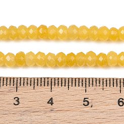 染め天然マレーシアジェイド翡翠ロンデルビーズ連売り  多面カット  ゴールデンロッド  4x2~3mm  穴：1mm  約115個/連  14インチ&nbsp;X-G-E316-2x4mm-30