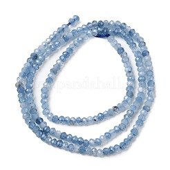 天然石アクアマリンビーズ連売り  ロンデル  多面カット  グレードAA  3x2mm  穴：0.5mm  約190個/連  14.96''（38センチメートル）&nbsp;G-RM250101-O17