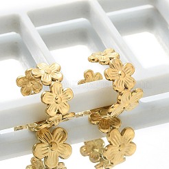 イオンプレーティング（IP）304ステンレススチールフラワーカフイヤリング（女性用）  14KGP本金メッキ  12.5x8mm&nbsp;X-EJEW-A118-03G