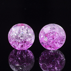 クリアクラックアクリルビーズ  ラウンド  マゼンタ  10mm  穴：2mm  943個/約500g&nbsp;CACR-N002-02